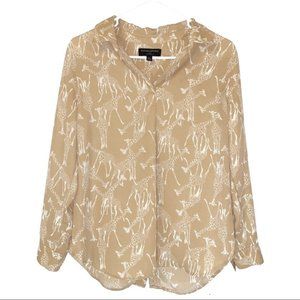 Banana Republic Tan Boyfriend Popover Top Giraffe